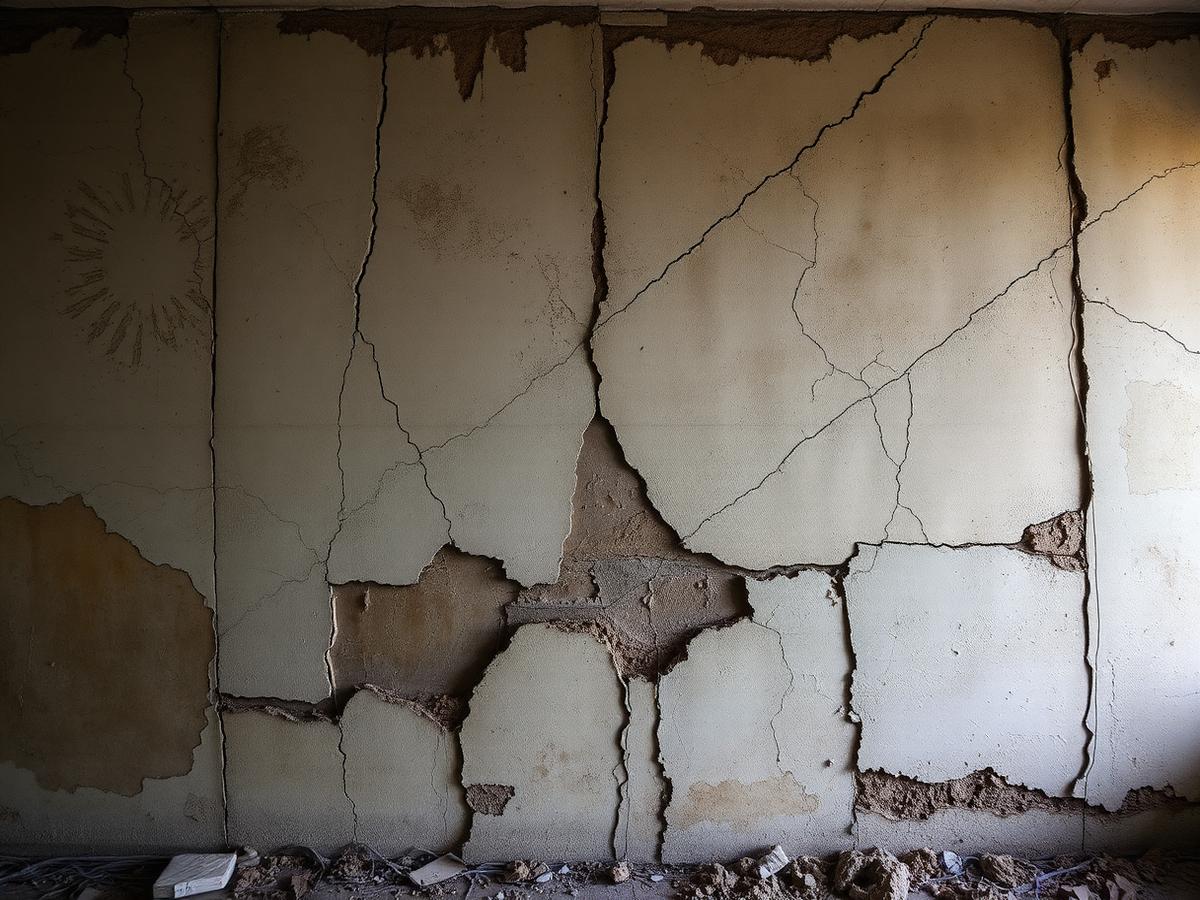 Damaged wall with water seepage before waterproofing